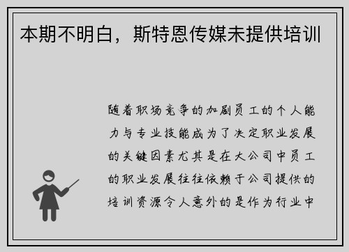 本期不明白，斯特恩传媒未提供培训